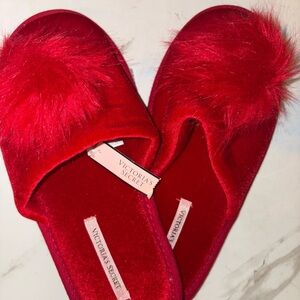 Victoria's Secret Plush Red Slippers